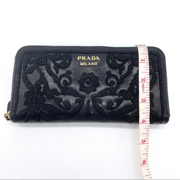 Prada Black Wallet Limited Soft Calf Embroidered - Picture 15 of 16